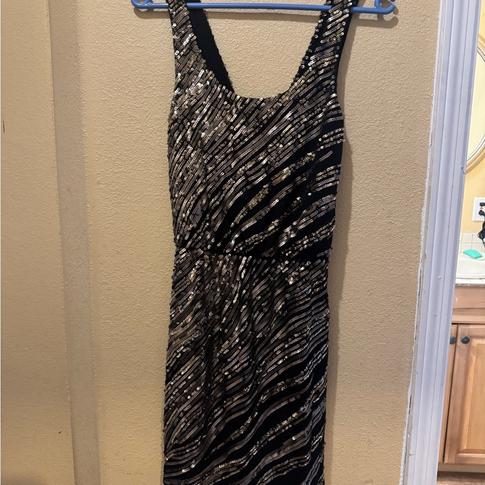 Express Black and Gold Maxi Dress